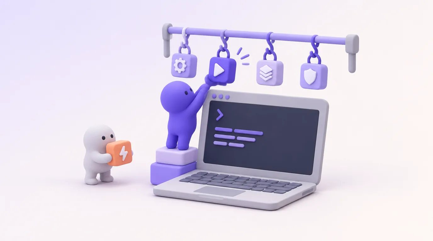 Hooks de Claude Code : des crochets au-dessus du terminal attrapent des blocs qui déclenchent une action