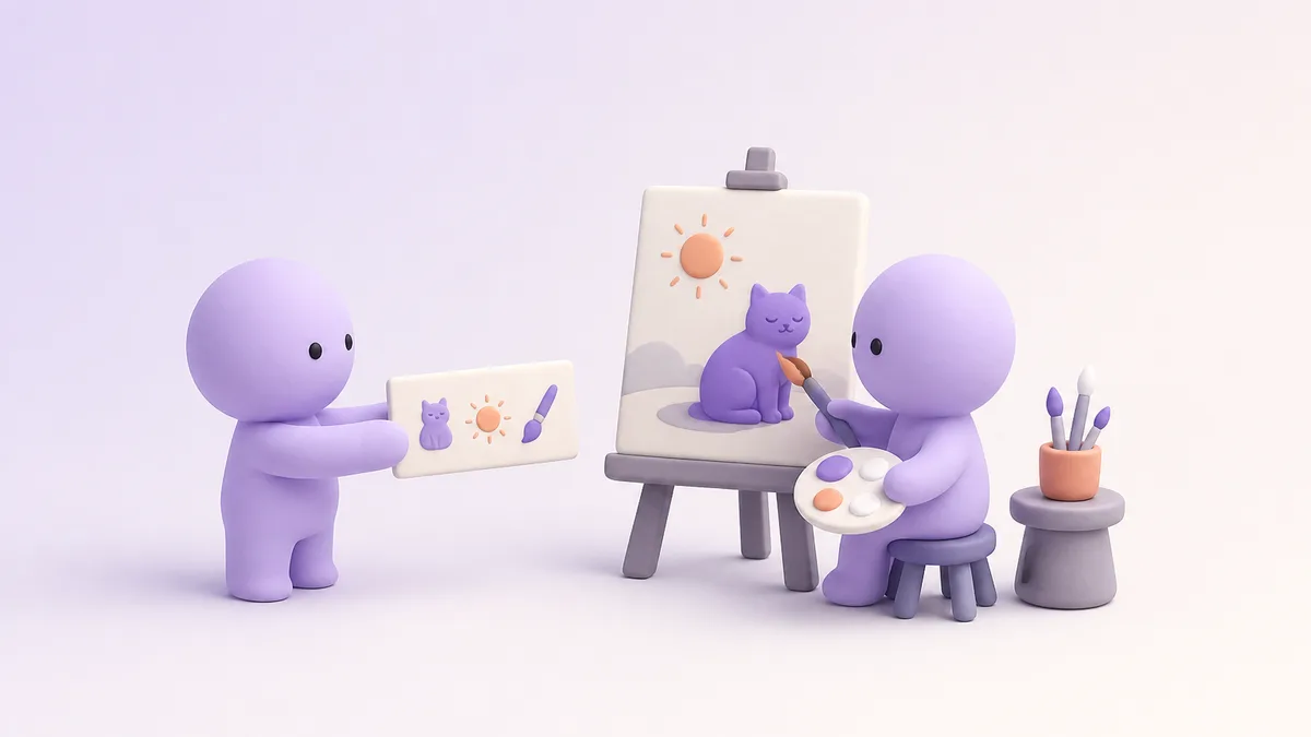 Décrire une bonne image : une fiche précise, sujet, lumière et style, et le peintre reproduit exactement la scène