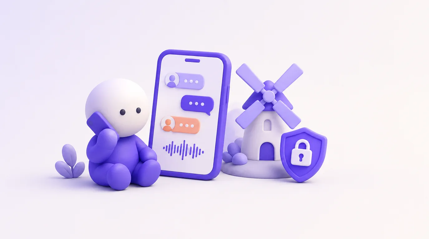 Le Chat de Mistral : conversation sur téléphone, un moulin et un bouclier de protection des données