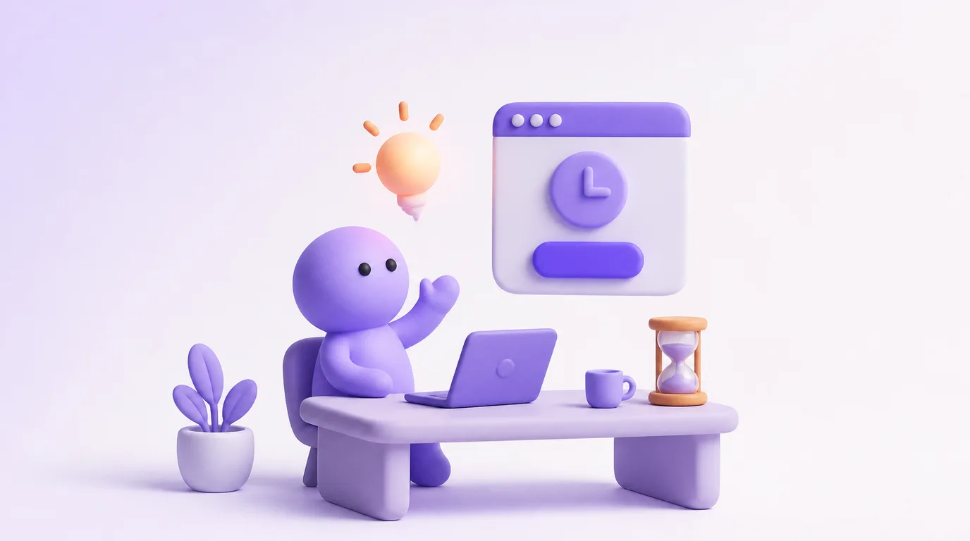 Vibe coding : un petit personnage décrit son idée à voix haute et voit son minuteur apparaître